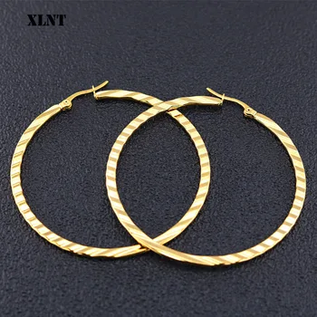 

XLNT Hot New Statement Large Hoop Earrings for Women Gold Color Round Gold Earring Luxury Jewelry for Wedding Anniversary Gift