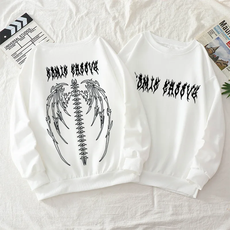 comfy hoodie Gothic Oversized Hoodie Long Sleeve Harajuku Skeleton Sweatshirt Women Y2K Aesthetic Hip Hop Streetwear Vintage Zip Up Clothes fresh hoods