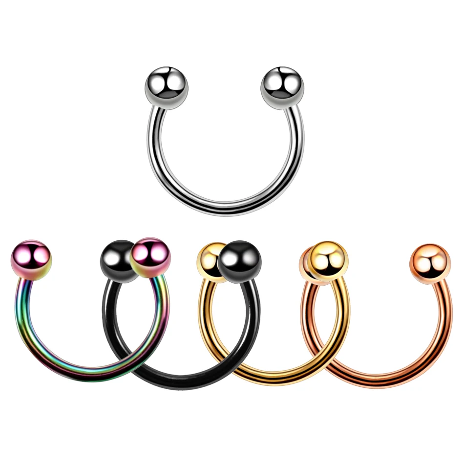 

1Pc Titanium Circular Barbell Horseshoe Ring Nose Hoop Ear Cartilage Tragus Piercing Labret Ring For Unisex Body Jewelry 16G