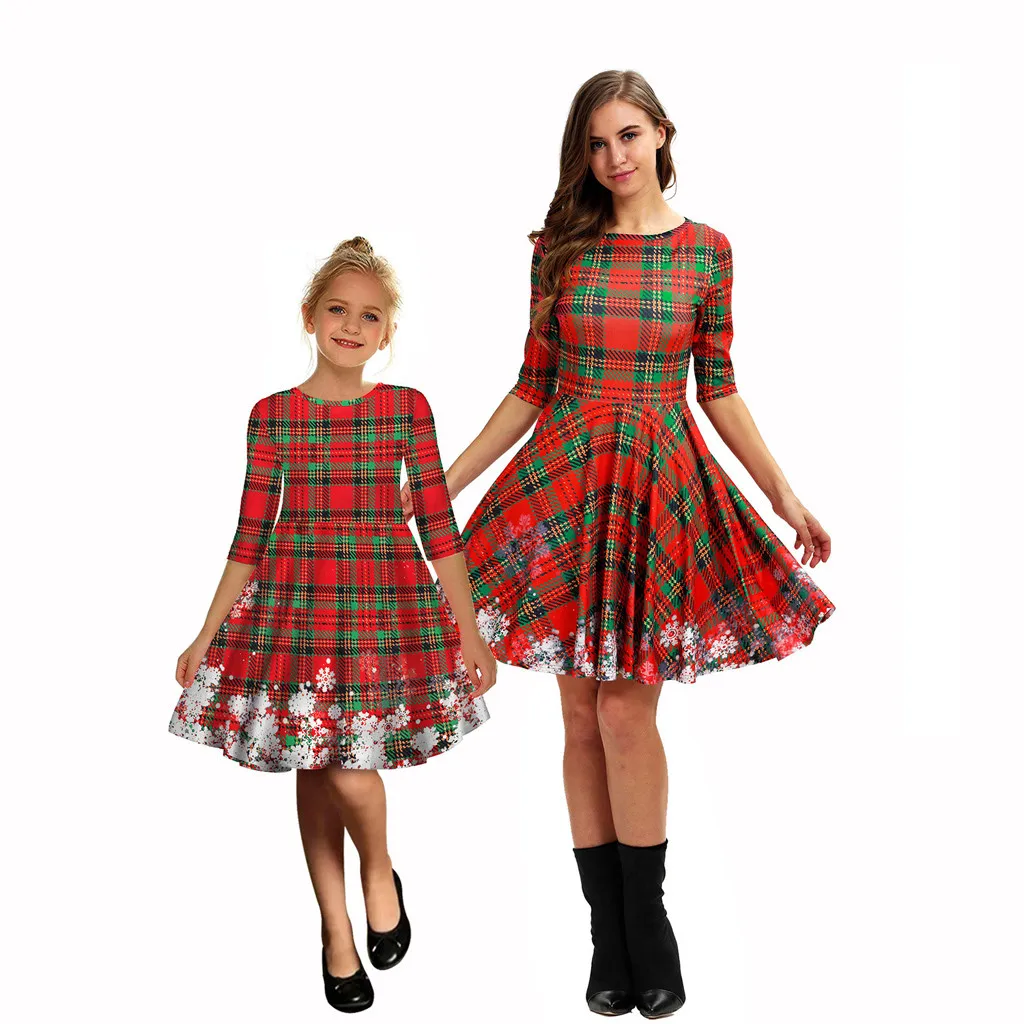 Рождественская одежда с длинными рукавами и 3D принтом для маленьких девочек и подростков; рождественское платье; одинаковые комплекты для семьи; Прямая поставка