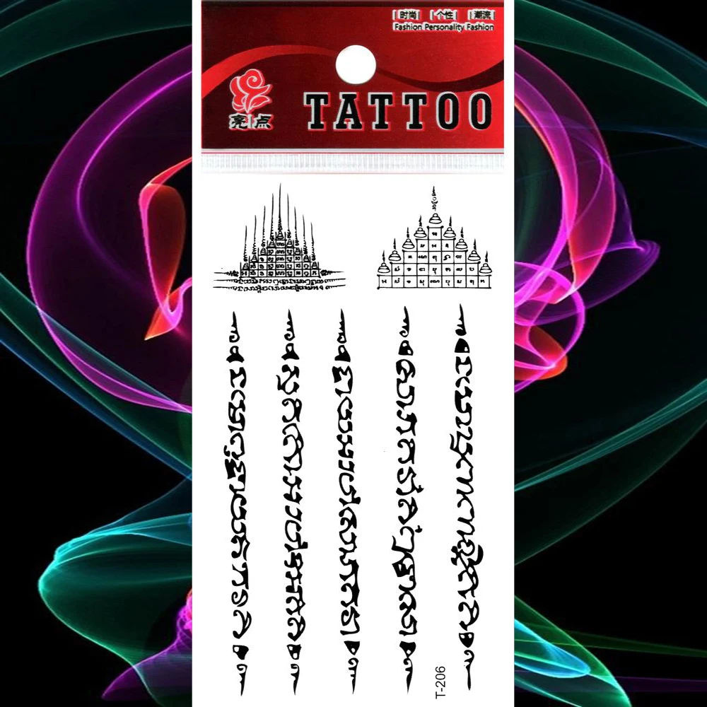 

Waterproof Temporary Tattoo Stickers Sak Yant Talisman Fake Tatto Flash Tatoo Tatouage Body Art Back Arm Leg Wrist Girl Men