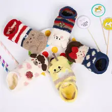 1 пара зимних носков с рисунком пчелы мягкие теплые носки из бархата кораллового цвета носки для сна для маленьких девочек и мальчиков