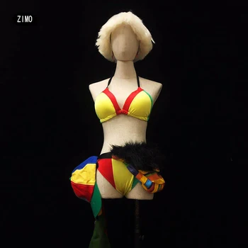 

5 Pieces bikini Women Set bar sexy Stage Dance Team DJ Jazz Hip Hop Dance wear Costume Nightclub Performance Outfit costume Pole