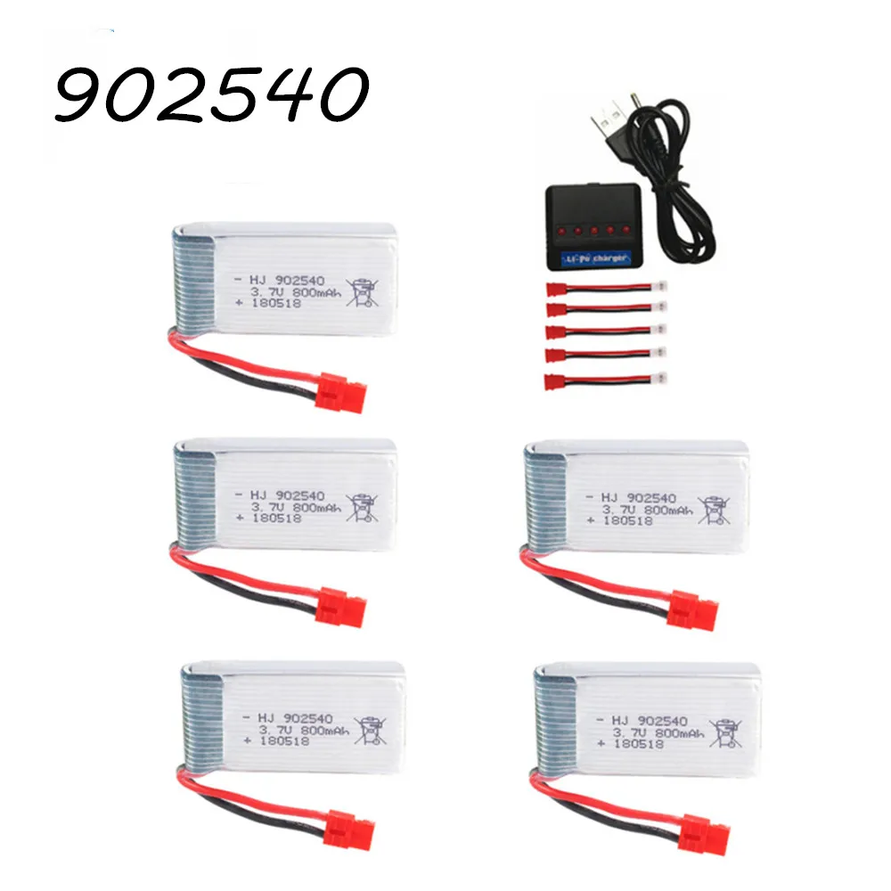3.7v 800 mah lipo bateria carregador conjunto para syma x5 x5hc x5hw x5uc x5uw rc zangão peças de reposição 902540 3.7v bateria 1 pces a 5 pces