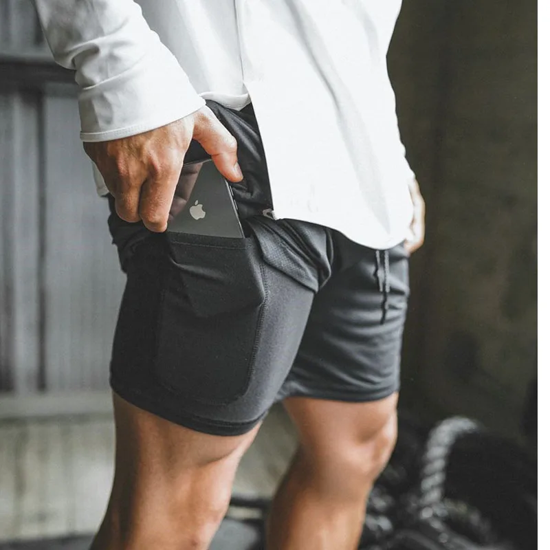 Men 2 in 1 Running Shorts Jogging Gym Fitness Training Quick Dry Beach Short Pants Male Summer Sports Workout Bottoms Clothing 3