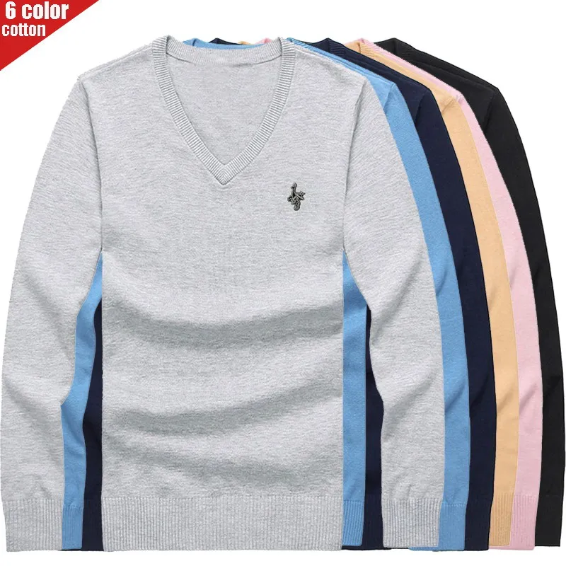 

Digital peacock 2019 autumn winter men's V-Neck Sweaters men's youth trend pure cotton base coat fit Pullover knitted sweater