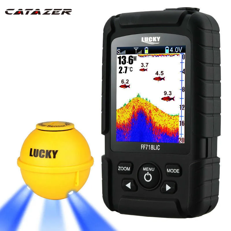 Catazer Fish Finder Wireless 90 Degree Wide Angle Detection Fishfinder Fishing Sonar 45M/147Feet Depth Sounder Deeper