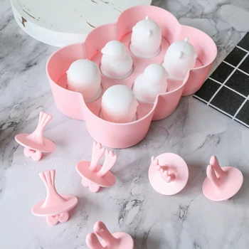 

6pcs Cute Cartoon Silicone Mold Make Children Bing Bang Ice Cream Mold Baking Animal Silicone Molds