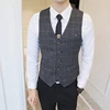 Fashion Men Plaid Suit Vests V-neck Casual Sleeveless Formal Business Dress Vests for Man Wedding Social Waistcoat Plus Size 5xl ► Photo 1/6