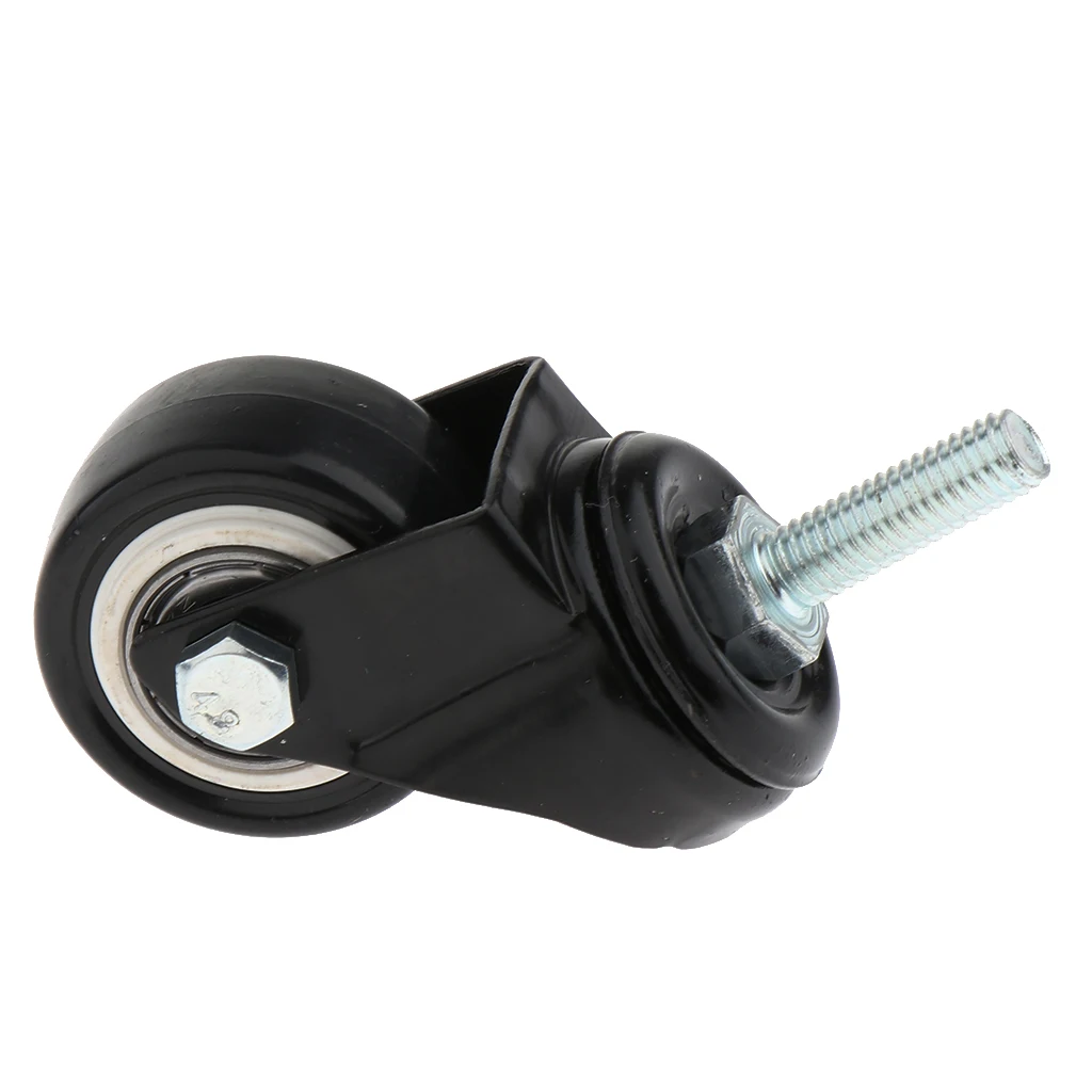 1.5 Inch PU Replacement Caster Swivel Furniture Wheels Floor Protecting Office Chair Swivel Caster Threaded Stem, Black