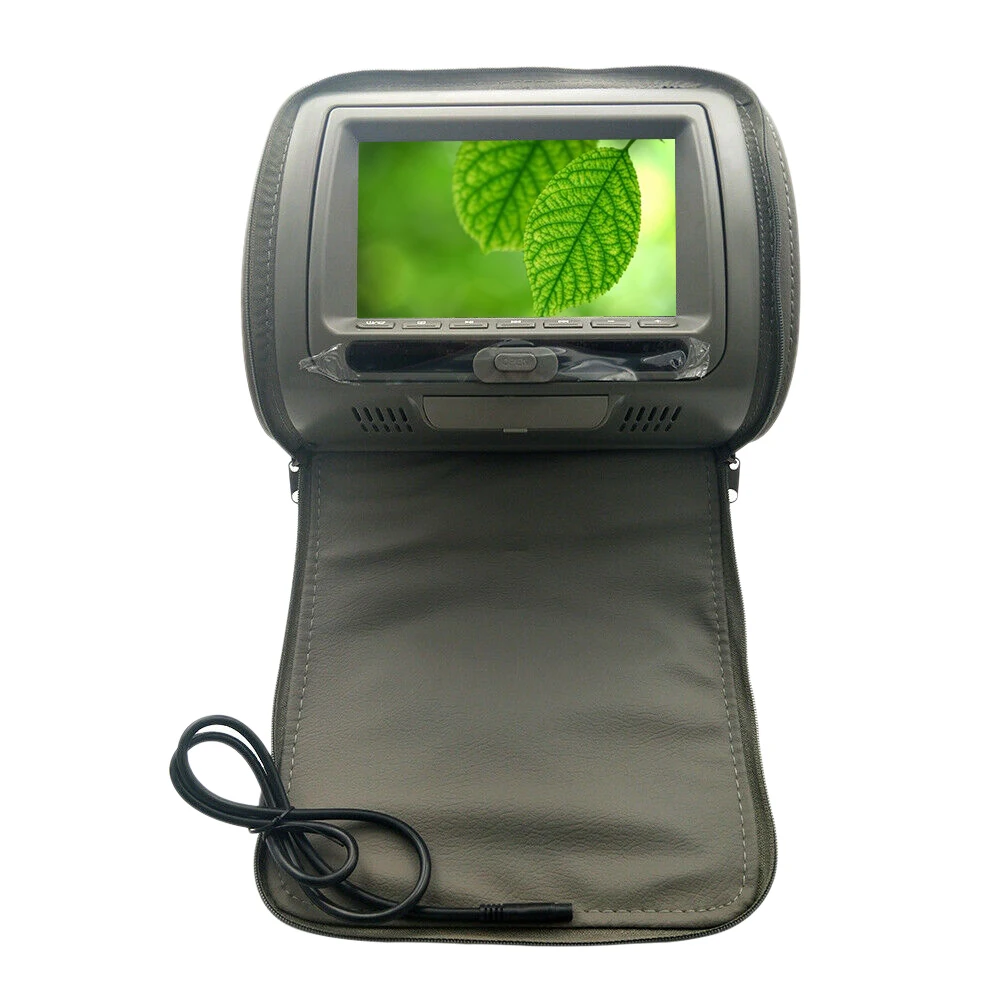 

7 Inch Car Headrest Dvd Monitor Speaker Video Monitor Adjustable Hd Zipper Cover Lcd Screen (Gray)