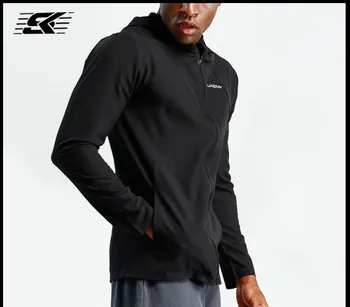 

Spring and autumn new outdoor sports hooded jacket male casual cardigan solid color running fitness quick-drying breathable top