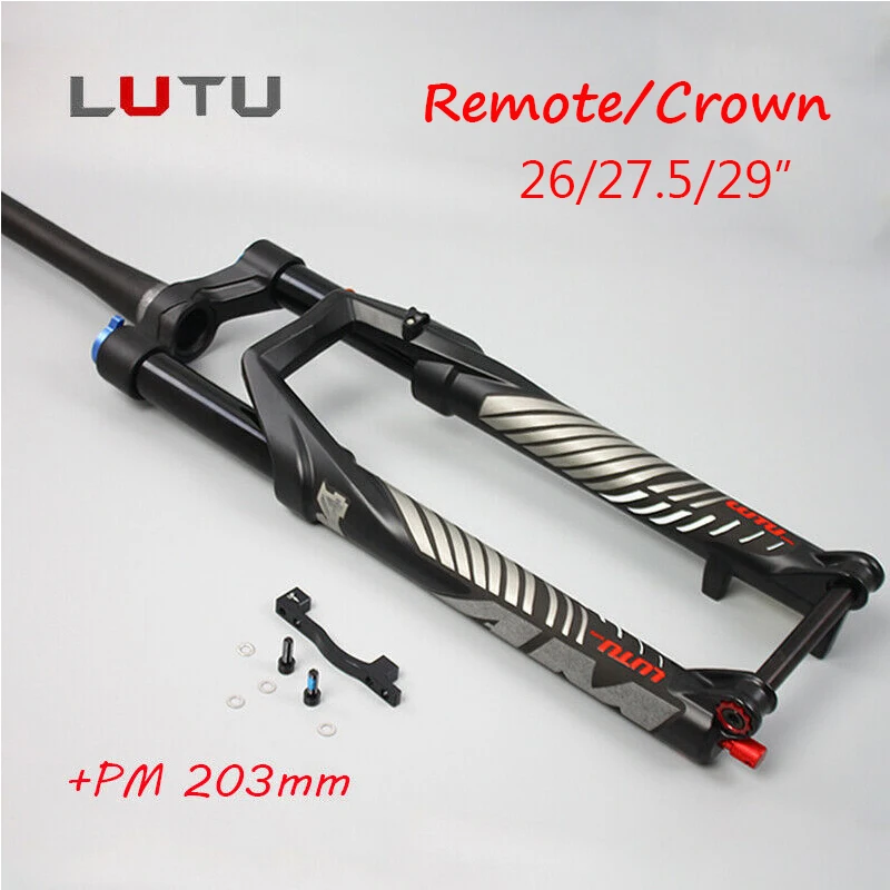 

LUTU MTB Bicycle Air Fork 26 27.5 29' Tapered Steer Mountain Suspension Fork 140mm Travel Bike forksCrown/Remote Lockout