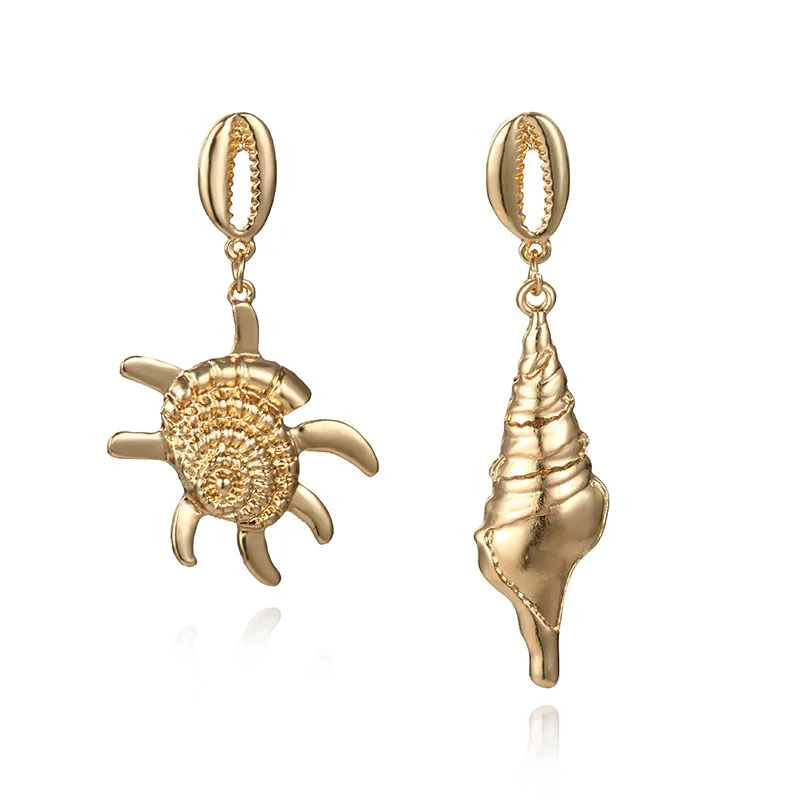 

2020 Real Oorbellen Earings And American Fashion New Conch Earrings Personality Alloy Asymmetric Shells On The Beach Wind Stud