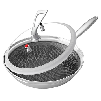 

304 Stainless Steel Wok Non-stick Pan Less Smoke Multi-function Household Cooking Pot Induction Cooker Gas for