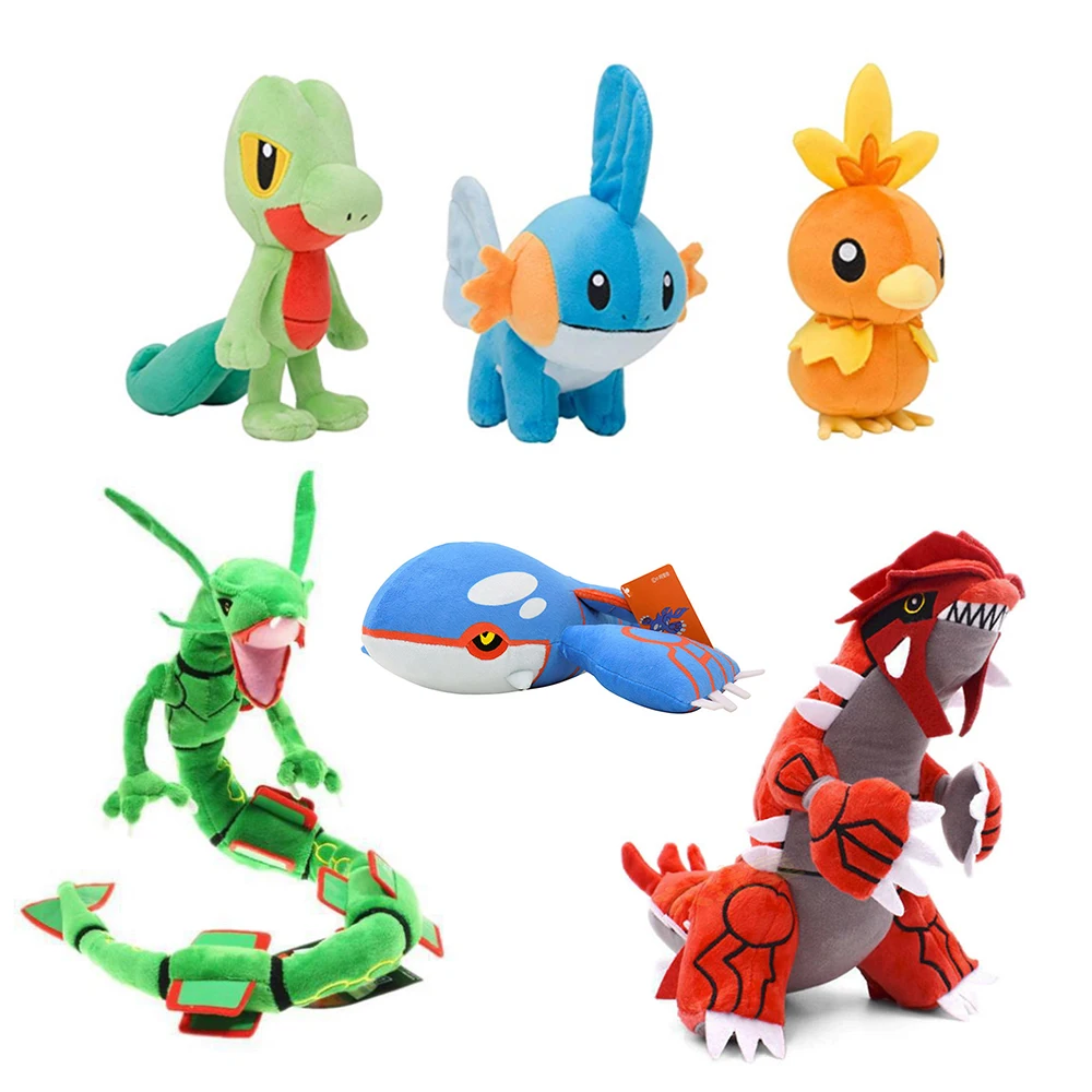 Плюшевая кукла аниме групдон Rayquaza Kyogre Mudkip Torchic Treecko покемон Пикачу мягкая игрушка