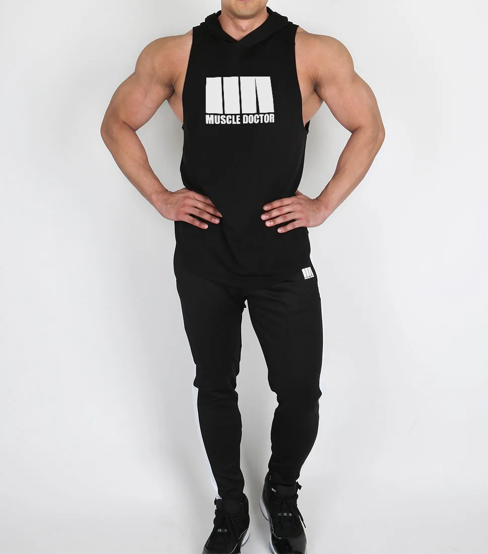 Muscle Dr. Brothers стиль летний Повседневный корейский стиль жилет мужской спортивный фитнес с капюшоном жилет одежда