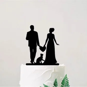 

Romantic Cake Topper Couples with Cat Cake Accessory Wedding Anniversary Party Cake Decoration Acrylic Festival Party Favor
