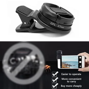 

37MM Camera Wide Angle Polarizer Universal Phone CPL Filter Lens Circular Black With Clip Professional Portable Durable