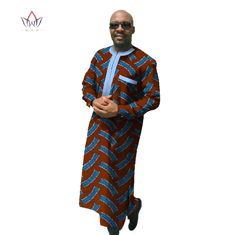 С Африканским принтом, одежда в африканском стиле для Для мужчин большого размера в африканском стиле Костюмы с длинным рукавом халат африканская Дашики традиционные Костюмы WYN70