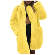 Повседневные длинные кардиганы из искусственного меха, пальто, Толстая теплая зимняя пушистая куртка с длинным рукавом из искусственного меха, женская тонкая верхняя одежда