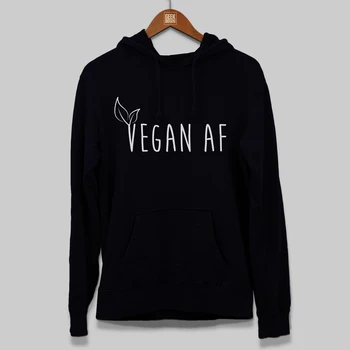 

Vegan AF Letter Print Hoodies Women Fashion Vegetarian Lover Pullover Streetwear Hipster Clothing Fleece Girl Outwear Drop Ship