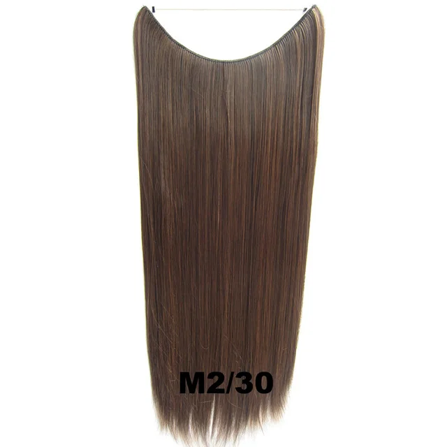 24inch 50grams 100grams Synthetic Hair Extension Gradual Color Brown Gray Blonde String Halo Hairpieces Extensions 100g-M2-30