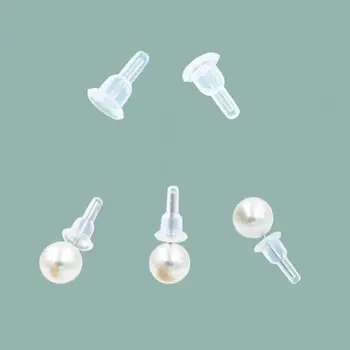 

100Pcs Safe Sleep Loose-proof Ear Post Nuts Silicone Earrings Pins Anti Bending Protective Stoppers Earings Back Lifters