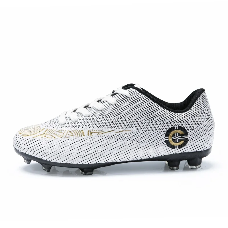 Original Men Football Boots Cleats Training Long Spikes AG Kids Mundial Sneaker Outdoor Boys Athletic Superfly Soccer Shoes - Color: White