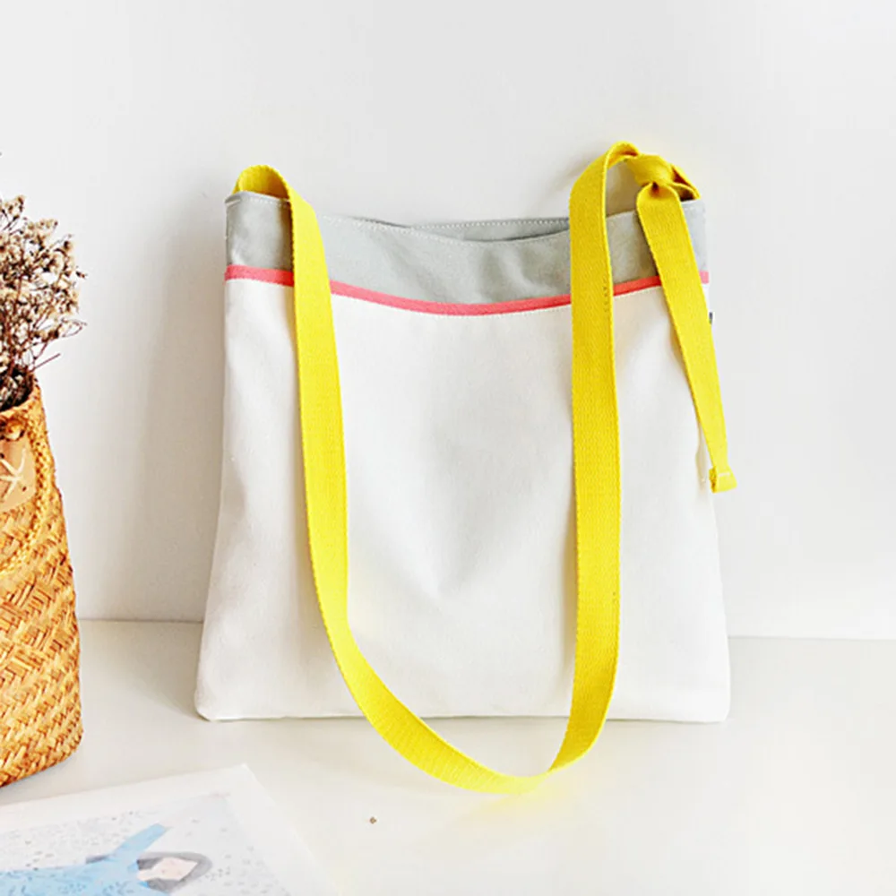 

New Woman Shoulder Crossbody Bags Zipper Design Japanese-style 2019 Summer Small Fresh School Girls Canvas Handbag Shopping Bag