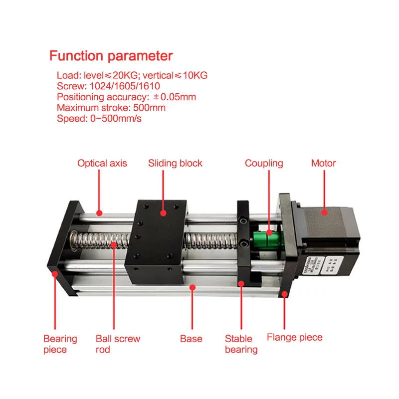 Description Picture 4 of item50-400mm Effective Stroke CNC Linear Guide Stage Rail Motion Slide Table SFU1204 SFU1605 SFU1610 Ball Screw Actuator Module XYZ