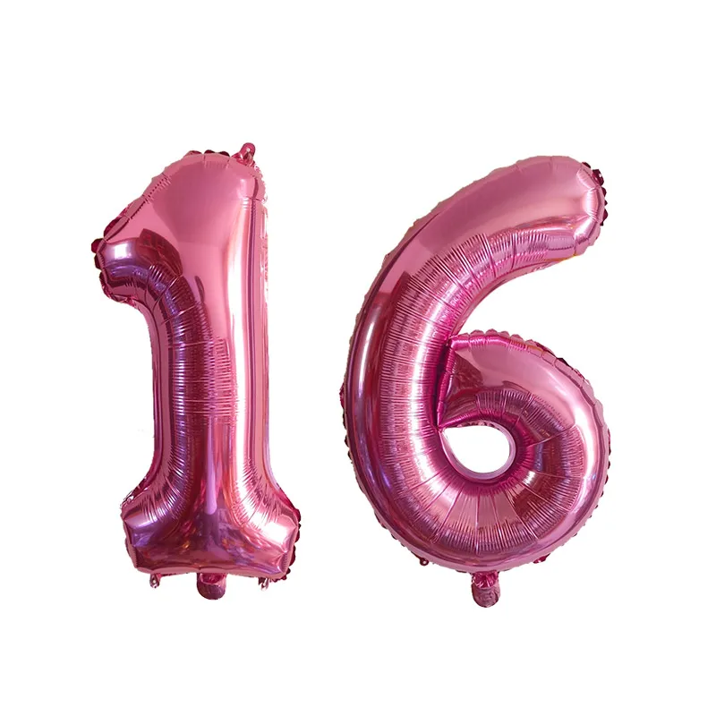Set of 2 Colorful 30th Birthday Foil Balloons - Pink, Blue, Gold Party Decorations