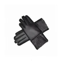 Wysokiej jakości 25 cm oryginalne skórzane rękawiczki damskie 100% kożuch ciepłe zimowe 2020 Coral Fleece Party rękawiczki marki mody(China)