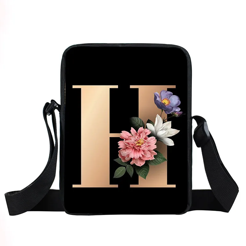 26 Initial Letter Flower Shoulder Bags A-Z Alphabet Women Handbags Bridesmaid Crossbody Bags Bridal Party Messenger Bag 