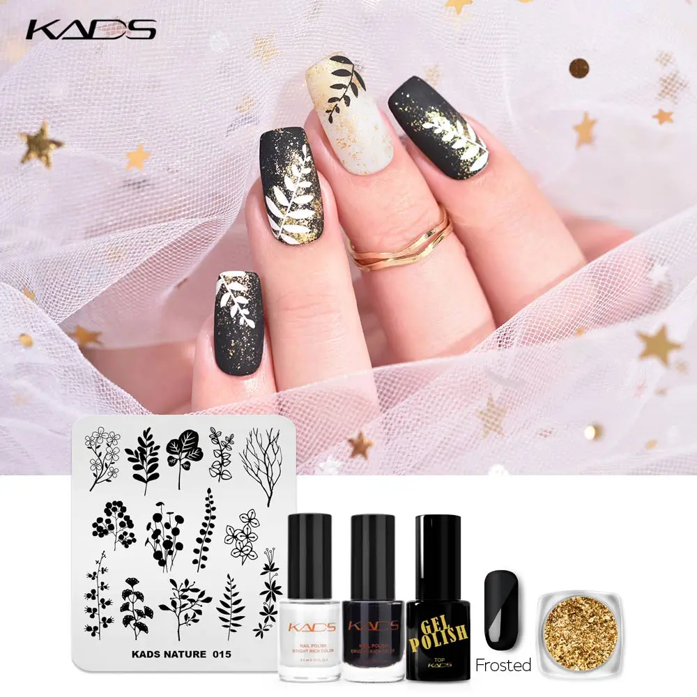 

KADS Nail Stamping Set Nature Leaves DIY Image Nail Polish Stamping Plate Kit Nail Art Stencil templates Nail Priting Plate Set