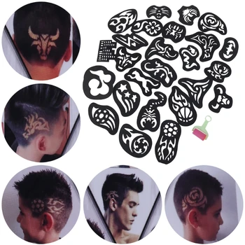 

25PCS Hair Tattoo Template Hair Trimmer Carved Coloring Cool Hairstyling Tool