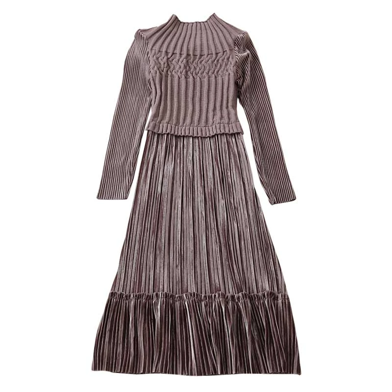 pleated velvet midi dress