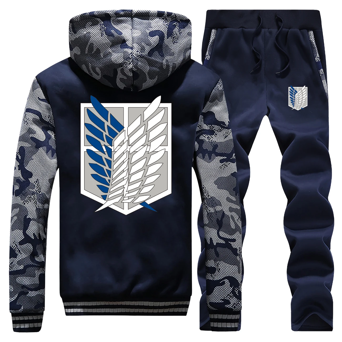 Attack on Titan Thick Hoodie Anime Wings Of Freedom Sweatshirt Men Winter Jacket Warm Suit Tracksuit Hoodie+Pants 2 Piece Sets | Мужская