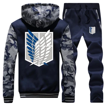 

Attack on Titan Thick Hoodie Anime Wings Of Freedom Sweatshirt Men Winter Jacket Warm Suit Tracksuit Hoodie+Pants 2 Piece Sets