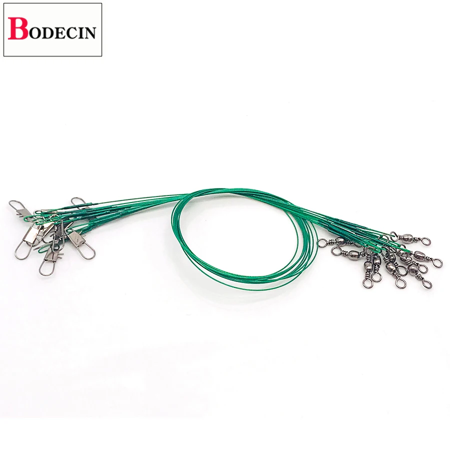 

Leashes For Fishing Line/Leash Material 20PCS Shock Leader Leadcore Steel Wire Braided With Swivel Anti-Bite Nylon Fishing Line