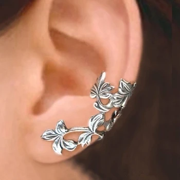 

925 Sterling Silver leaves Clip on Earrings Ear Cuff For Women Girl Lady Without Piercing Earring Jewelry New