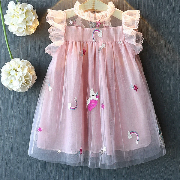 Платье для девочки с аппликацией Bear Leader, цельнокроеное приталенное платье без рукавов с цветами, на возраст от 3 до 7 лет - Цвет: AH160 pink