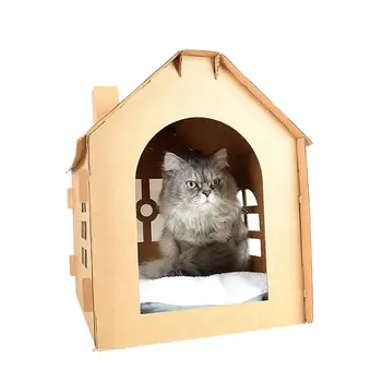 

Cat Bed Dog Folding House Cats Tent Corrugated Paper Small Dog Sleeping Scratch Cardboard Paper House Cages A