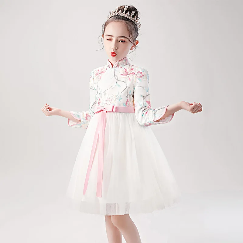 

Chinese-style Princess Dress Chinese Clothing Skirt Retro Girls Embroidered CHILDREN'S Dress Gauze Performance Formal Dress