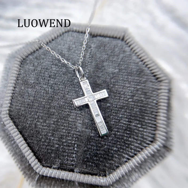 LUOWEND 100% 18K подвеска из белого золота ожерелье настоящего натурального бриллианта