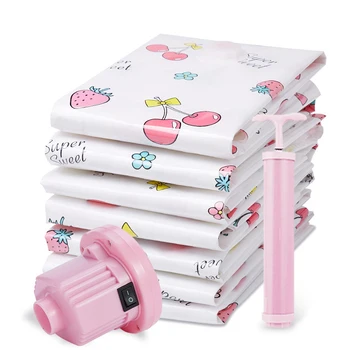 

Multiple size Strong Vacuum Storage Bag Home Foldable Clothes Organizer Seal Compressed Travel Saving Bag Air Suction Pump