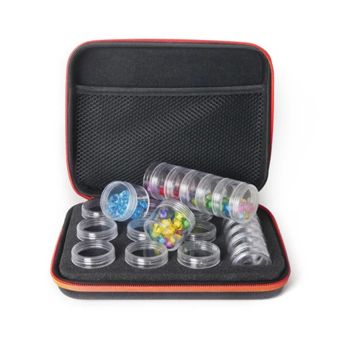 High Quality 15 Slots DIY Nail Art Craft Storage Case Embroidery Box with Zipper and Bottles Beauty Tools TK-ing
