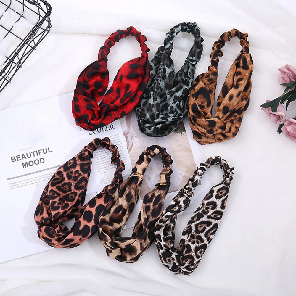 

1PC Headbands For Women Leopard Cross Turban Elastic Stretch Hair Band Hair Accessories Headwear Fashion Leopard Hairband