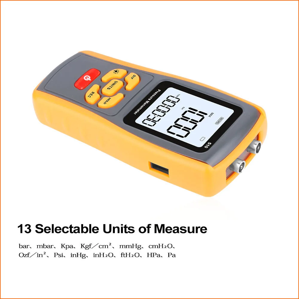 RZ Pressure Gauge Manometer Handheld Pressure Differential Tester Range 10KPa USB Portable Digital Manometer Pressure Meter