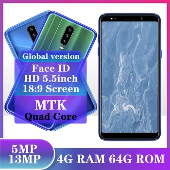 

S20 Smartphone 4GRAM 64GROM 5.5" Android Mobile Phones 13MP Face ID Unlocked Celulars Quad Core MTK6580 Global Version 3G Wifi